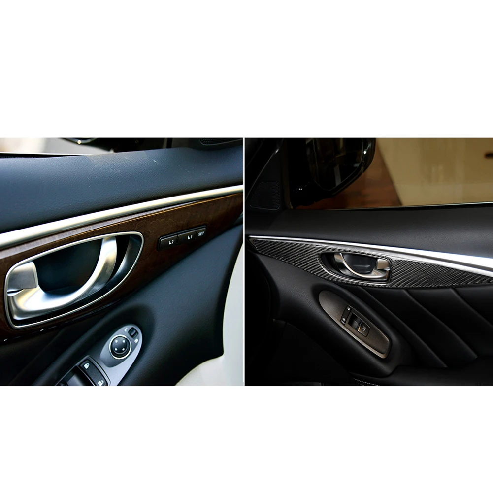

4Pcs Carbon Fiber Inner Door Handle Panel Sticker Cover for Infiniti Q50 2014-2020 Right and Left hand Drive