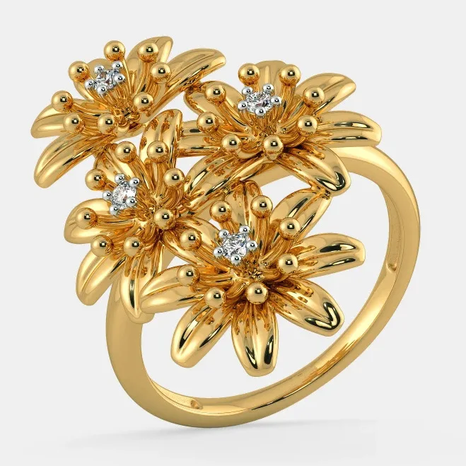 

Exquisite Gold Daisy Engagement Rings Silver/Rose Gold Flower Rings Cocktail Party Women's Rings Anniversary Jewelry Gifts