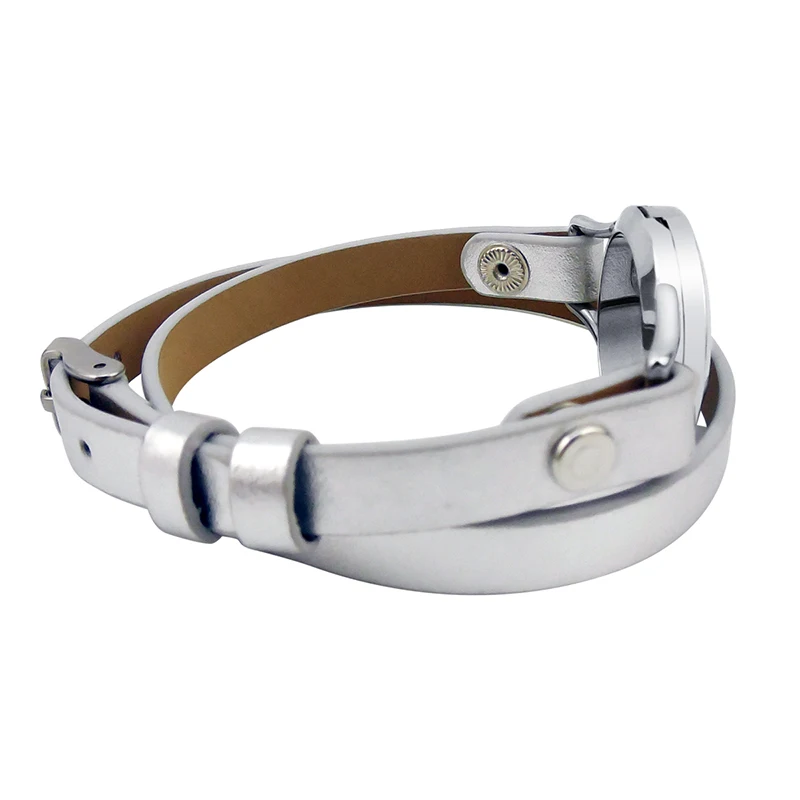 BLS02-2 Silver Essential Oil Double Geniune Leather Bracelet