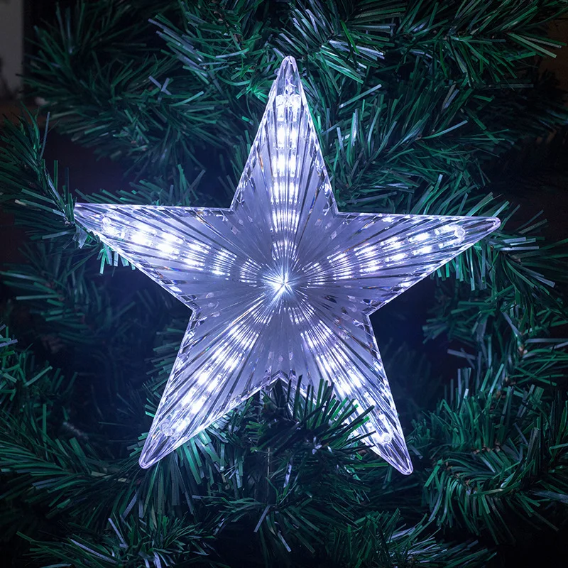 

Christmas Tree Decoration Stars Light Shining Color Topstar Decorations LED Five-pointed Star Battery Box Colorful Lights