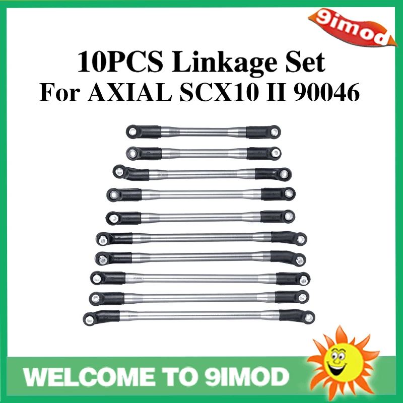 

10PCS/set METAL Upper + Lower Linkage Chassis Link Set With Plastic Rod End Set For AXIAL SCX10 II 90046 RC Crawler Car