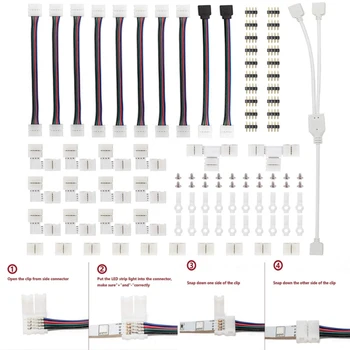 

95Pcs/set 4Pin RGB 5050 LED Connector LED Strip Light Connectors Accessories Kit Light Replacement Parts