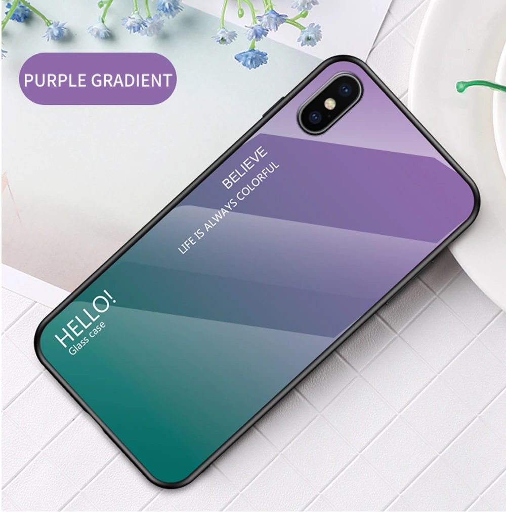 Для iphone XS Max, задняя крышка для телефона, модный, градиентный, сменный, стеклянный, задняя крышка для телефона, чехол для Apple iphone X XR, полная защита, бампер
