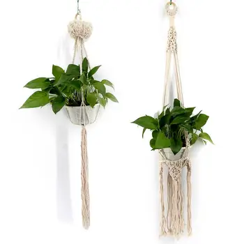 

Plant Hanger Basket Flower Pot Hanging Rope Holder String Wall Home Garden Balcony Garden Decoration Handmade Knitting Basket