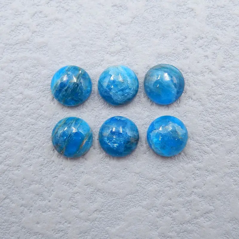 6Pcs Natural Gemstone Blue Apatite Crystal Cabochons,Stone For Jewelry Making,8x4mm,3g Necklace Rings Earrings Accessories