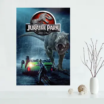 

Custom Jurassic Park Posters And Prints Wall Pictures For Bedroom Modern Art Poster Home Wall Decor Silk Fabric Cloth Unframed