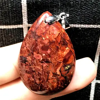 

Genuine Natural Red Pietersite Pendant Jewelry For Woman Man Crystal 38x25x7mm Silver Water Drop Namibia Fire Energy Stone AAAAA