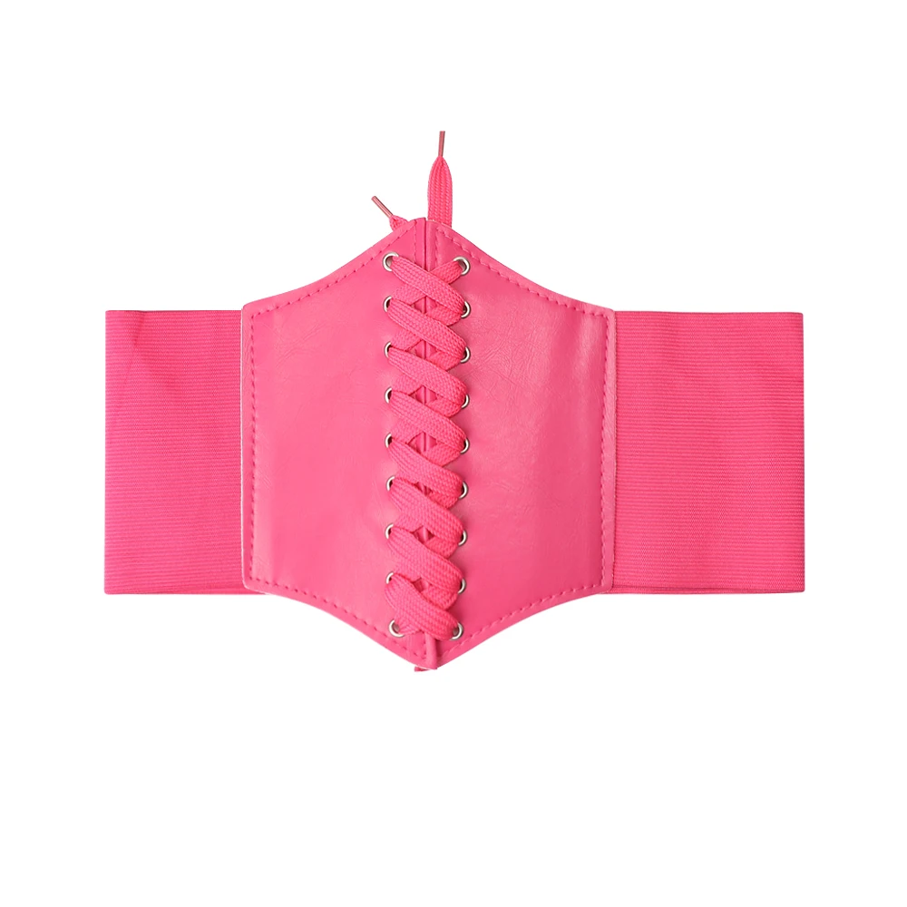 Kvinders korsetbælte gotisk mode PU-læder Kvinde-snøre-korsetbælter slankende talje Vintage korset sort bredt bælte til pige_voghion.com