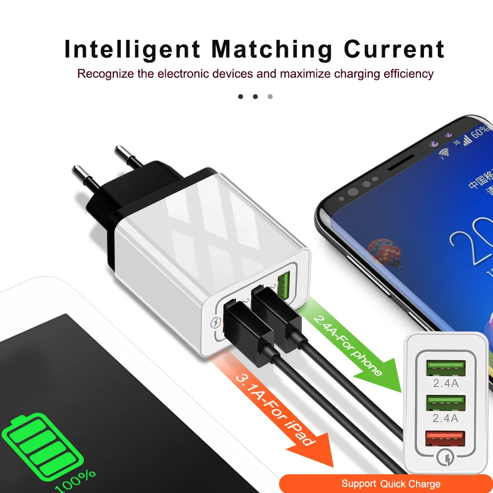 Marjay USB зарядное устройство Quick Charge 3,0 для iPhone X 8 7 iPad 3 порта-USB зарядное устройство для samsung s9 Xiaomi 5 huawei зарядное устройство для мобильного телефона