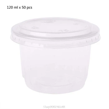 

50Pcs Disposable Cups Set Of 120ml Sauce Pot Rippled Container Jello Shot Cup Slime Storage With Lid For Ketchup N03 20 Dropship