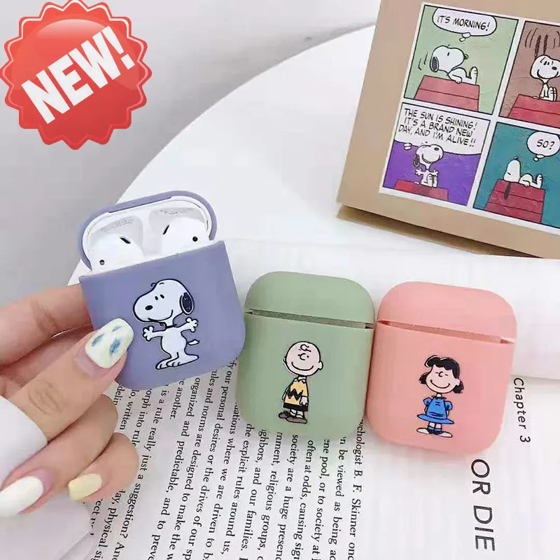 

3D Bluetooth headset cover for Apple airpods case peanuts Charlie dog wireless headphone cute Puppy silicone cover for airpods