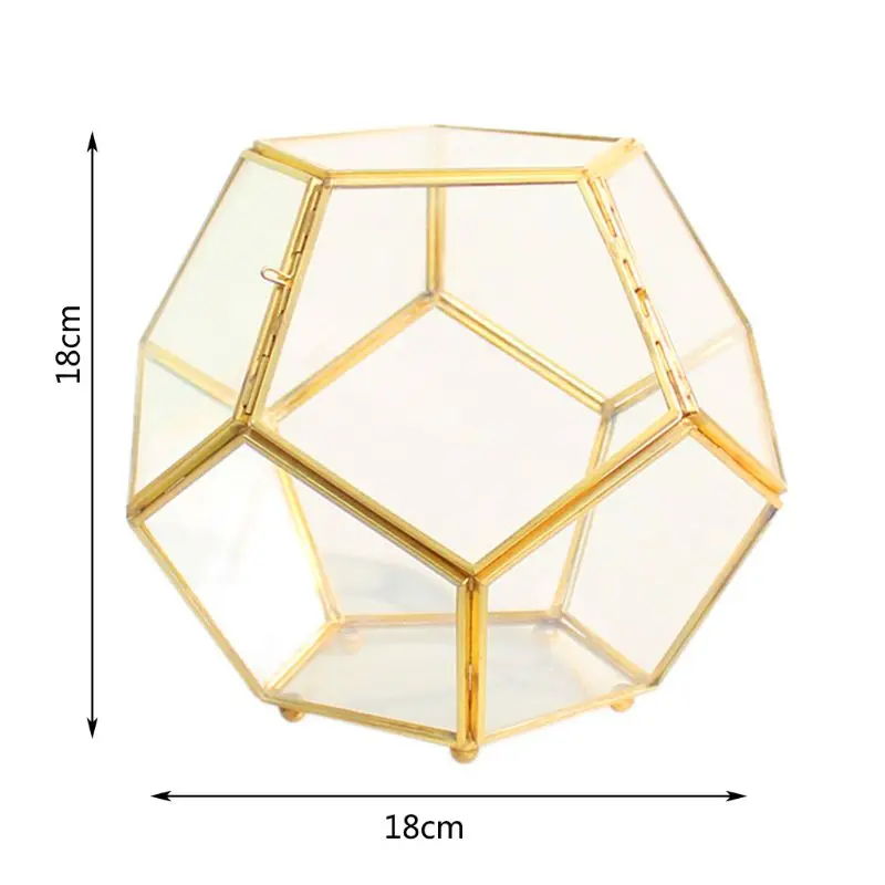 Латунь стекло геометрический Террариум с дверью Пентагон шаровой формы закрыть Ферн мох суккулентная Плантатор горшок выставочная коробка