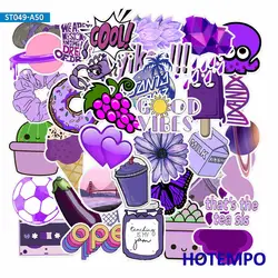 Paquet de petits autocollants de Style violet à motif Simple et frais, étiquette Scrapbook, papeterie pour téléphone portable, bagages, bricolage, 50 pièces 