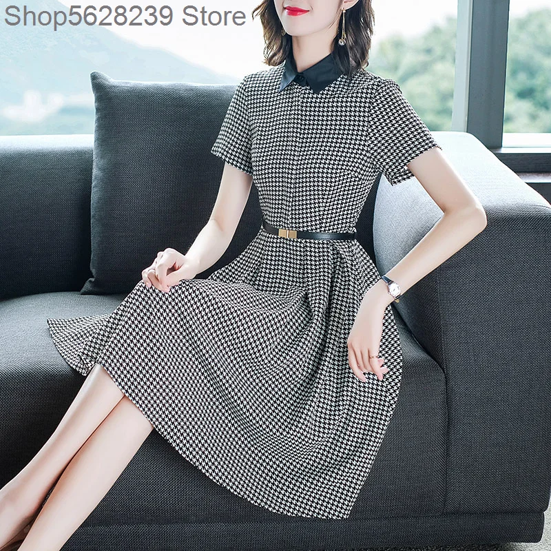 

Thousand Birds Grid Chiffon Dress Zi Summer 2020 Yes Temperament Of Slim Fit Slim Polo Dress Female