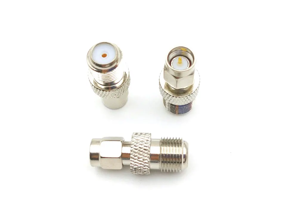 100pcs new copper F type female jack to SMA male plug connector