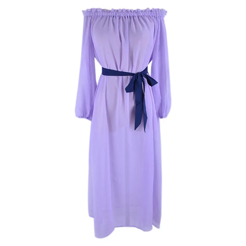 Женское шифоновое летнее Пляжное Платье макси с открытыми плечами накидка для