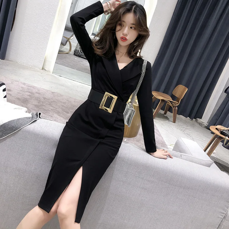 

Dress 2019 Autumn Clothing New Style Debutante Women's Dress Elegant Slim Fit Slimming Slit One-step Skirt