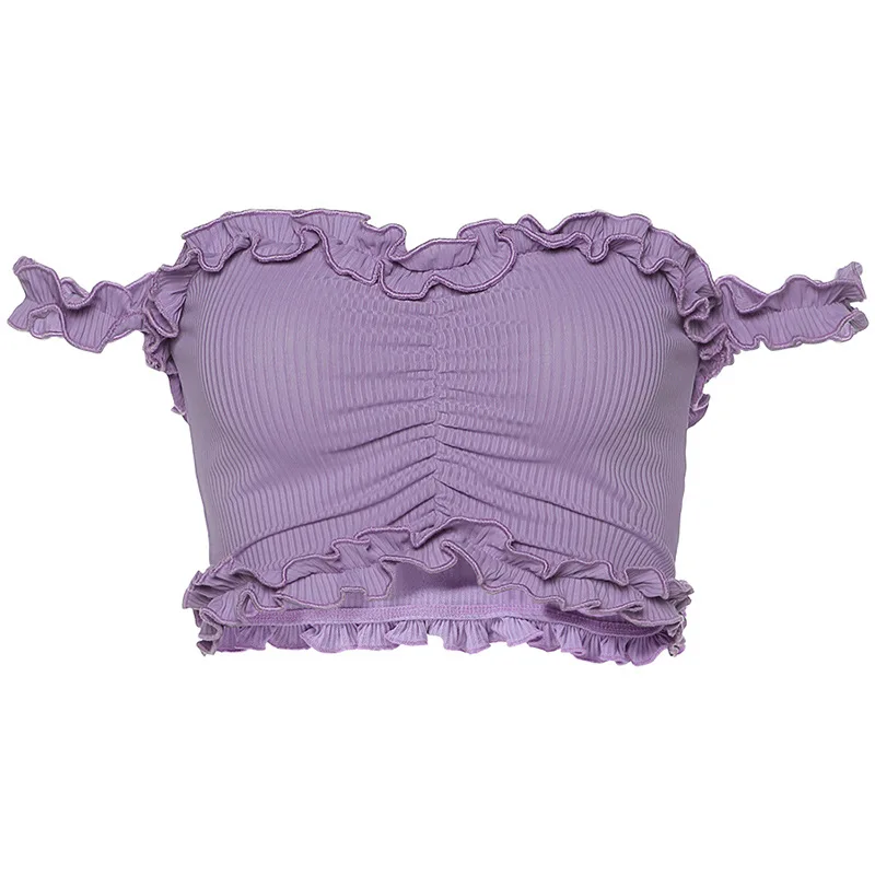 purple ruffle shirt