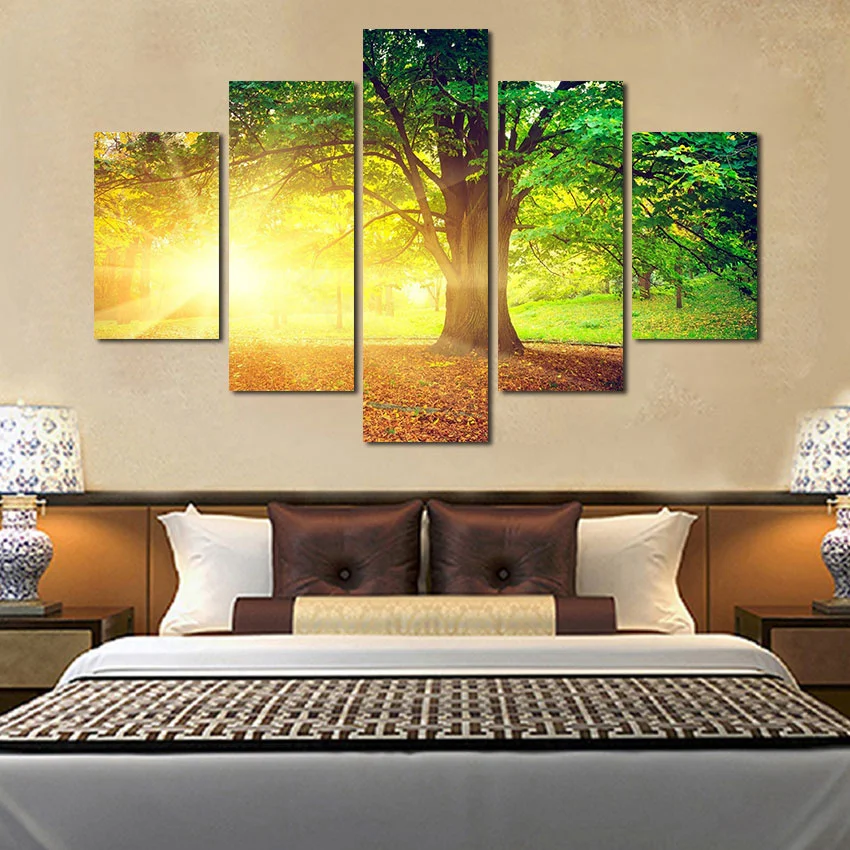 Canvas Painting Wall Art modern sunlight forest Decorative Home Decoration Living Room Sofa Background Wallpaper | Дом и сад