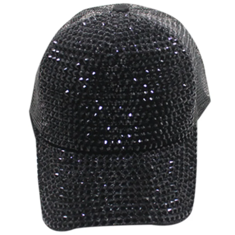 Baseball Cap With Rhinestones Bling Luxury Women'S Cap Summer Casual Mesh Sun Visor Hat Adjustable Hip Hop