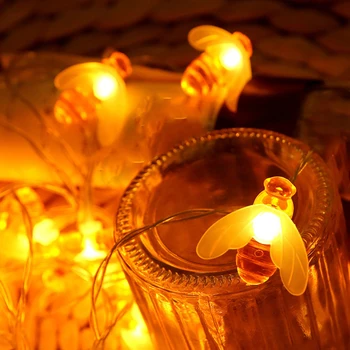 

20 LED Bee Lamp LED String Fairy Light Outdoor Garden Fence Patio Garland Lights For Bedroom Wedding Decoration