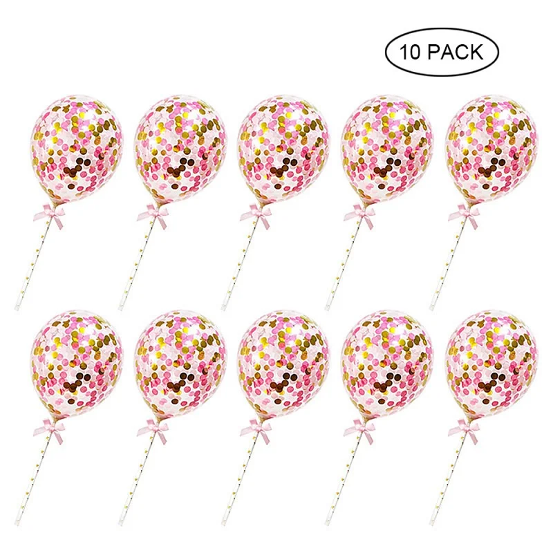 Pink 10 шт./компл. 5 дюймов мини конфетти латексные шары с трубочкой для дня рождения Свадебная вечеринка торт Топпер аксессуары Bady Душ Поставки - Цвет: Pink