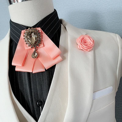 Free Shipping New male fashion Men's Wedding Groom Party Hosts Flower Collar flower Bow Tie pocket towel set 2 PCS SET - Цвет: set 4