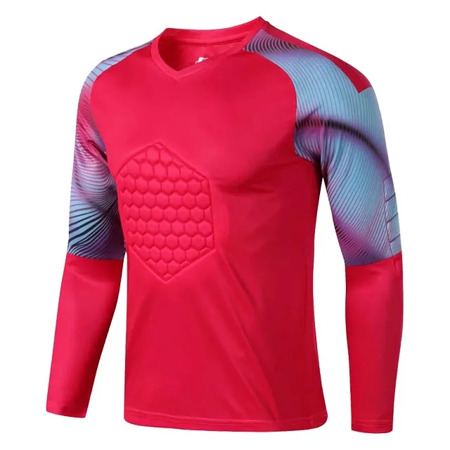 Новое поступление, футбольные майки, футболка вратаря с длинным рукавом, штаны, Футбольная Одежда, тренировочная форма вратаря, костюм, защитный комплект - Цвет: red