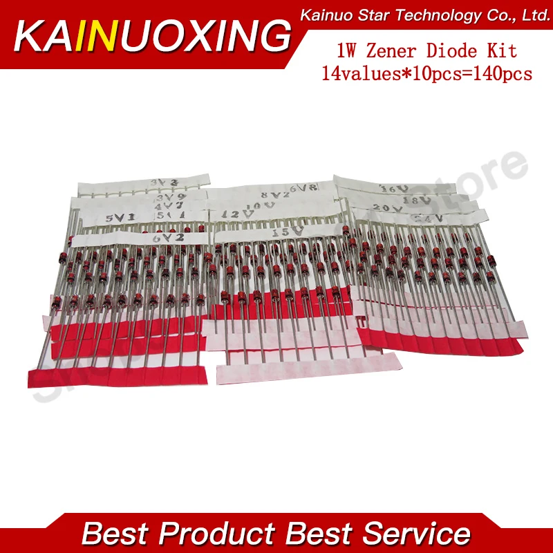 제너 다이오드 키트, 14 개 x 10 개 = 140 개, 1W, DO-41 3.3V-30V 부품, DIY 키트