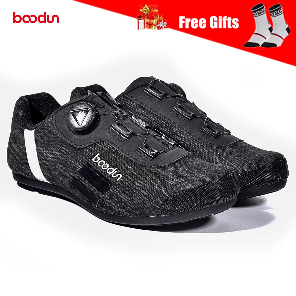 

BOODUN Men's Cycling Shoes Non Lock Antislip Rubber Sole Waterproof Reflective Breathable Road Mountain Bike MTB Bicycle Shoes
