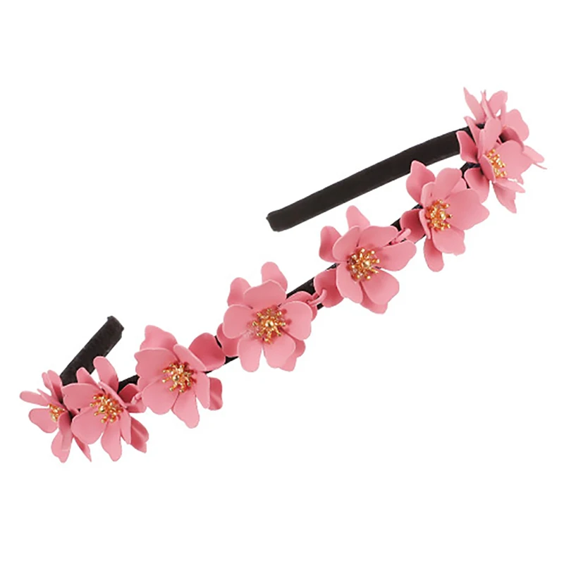 

ZHINI New Pink Flower Headband Hair Hoop for Women Simple Cotton Charm Handmade Hairband Girl Hair Accessories Jewelry