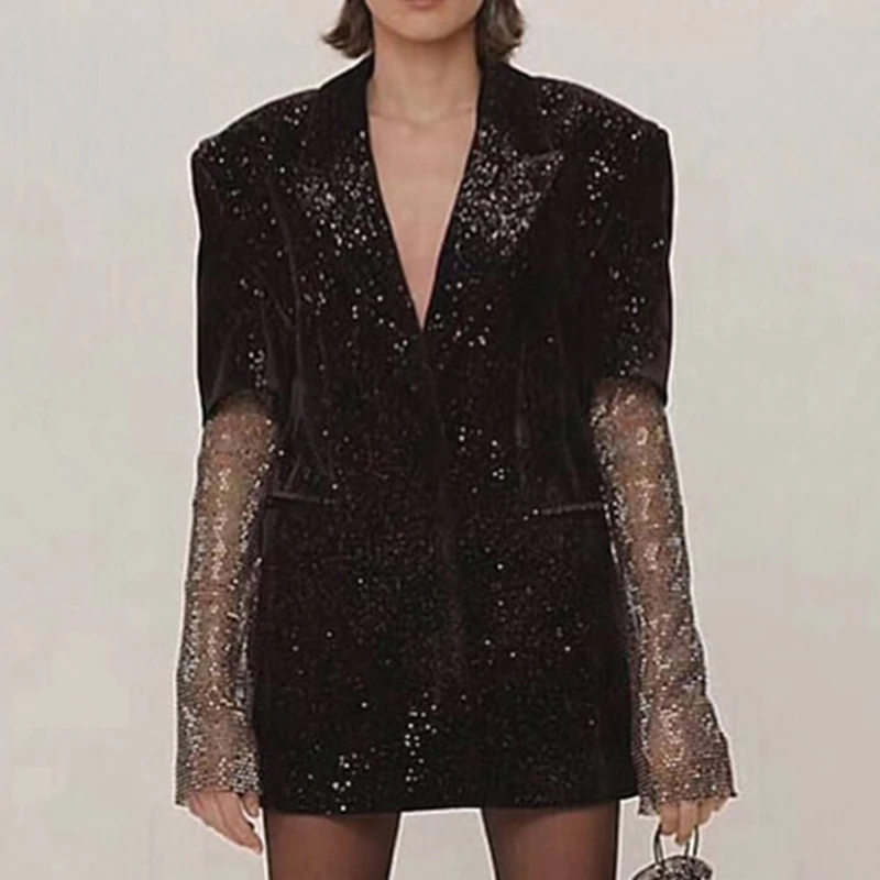 

High Quality Newest 2019 BARACCO Designer Jacket Women's Diamonds Beading Velvet Jacket