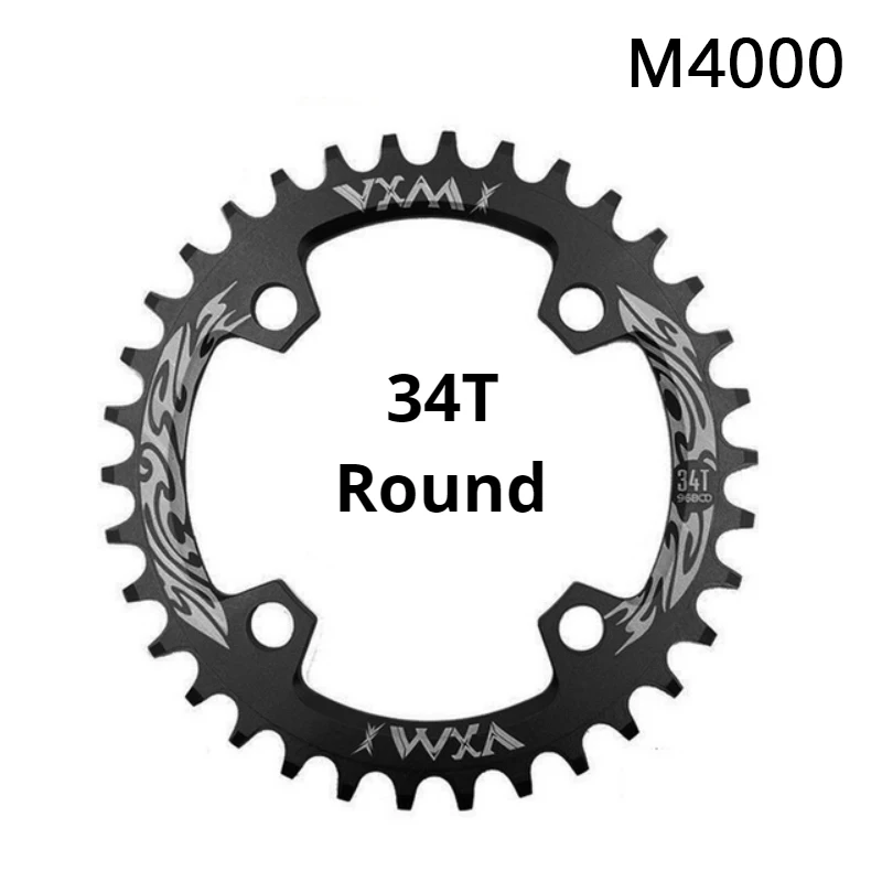 34T Black Round VXM 96BCD 32T 34T 36T 38T круглая коленчатая цепь из алюминиевого сплава, круглая цепная цепь, дорожная велосипедная Звездочка для M4000 - Цвет: 34T Black Round