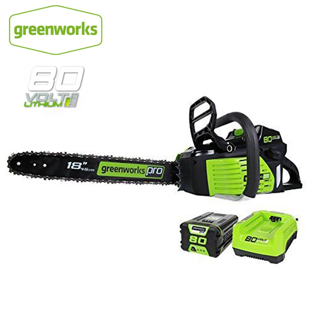Беспроводная бензопила Greenworks Pro GCS80420 80 в 18 дюймов как бензиновая цепная пила 4 Ач