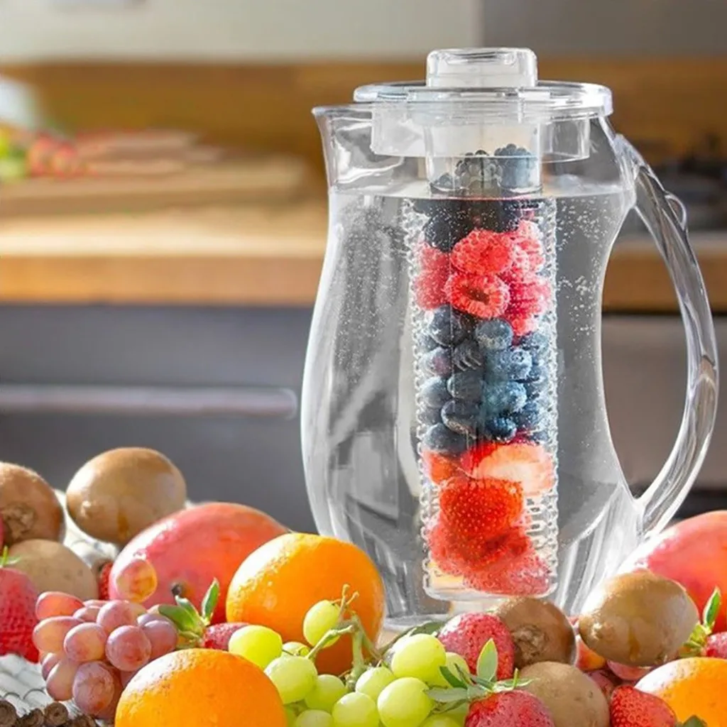 

NEW Water Bottle Fruit Infusion Flavor Juice Pitcher Drinking Container Ice kettle Jar jug 2.9 qt Clear Kitchen Bar