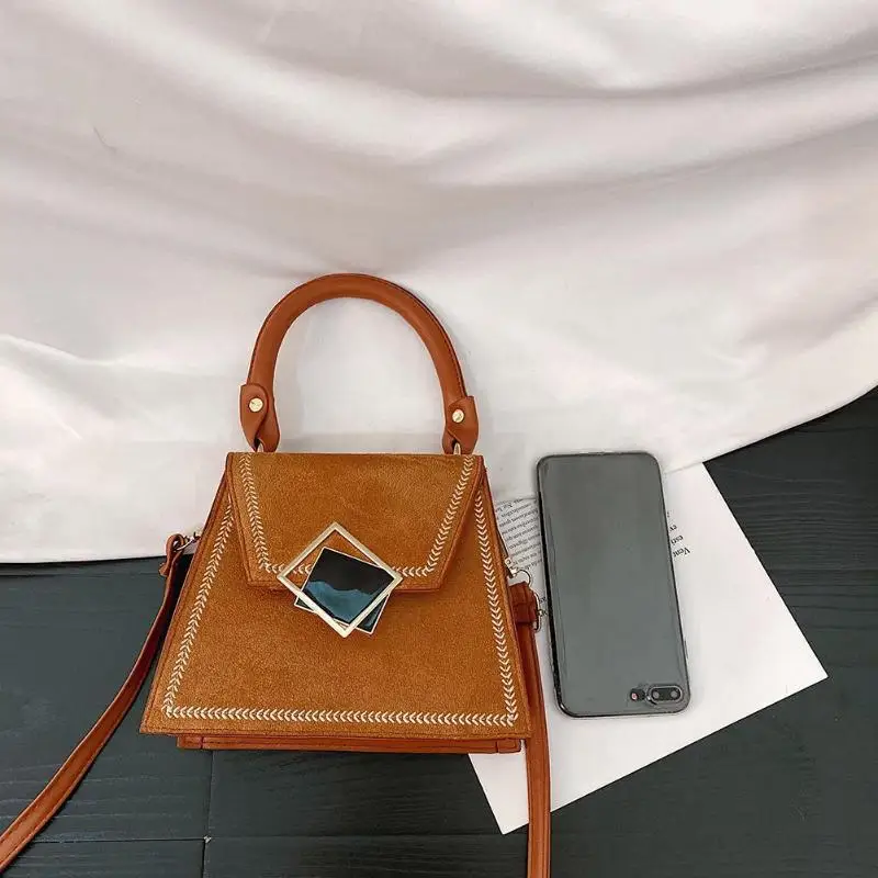 Однотонные сумки через плечо для женщин модные повседневные сумки с верхней ручкой женские Сумки из искусственной кожи ретро сумки через плечо с клапаном