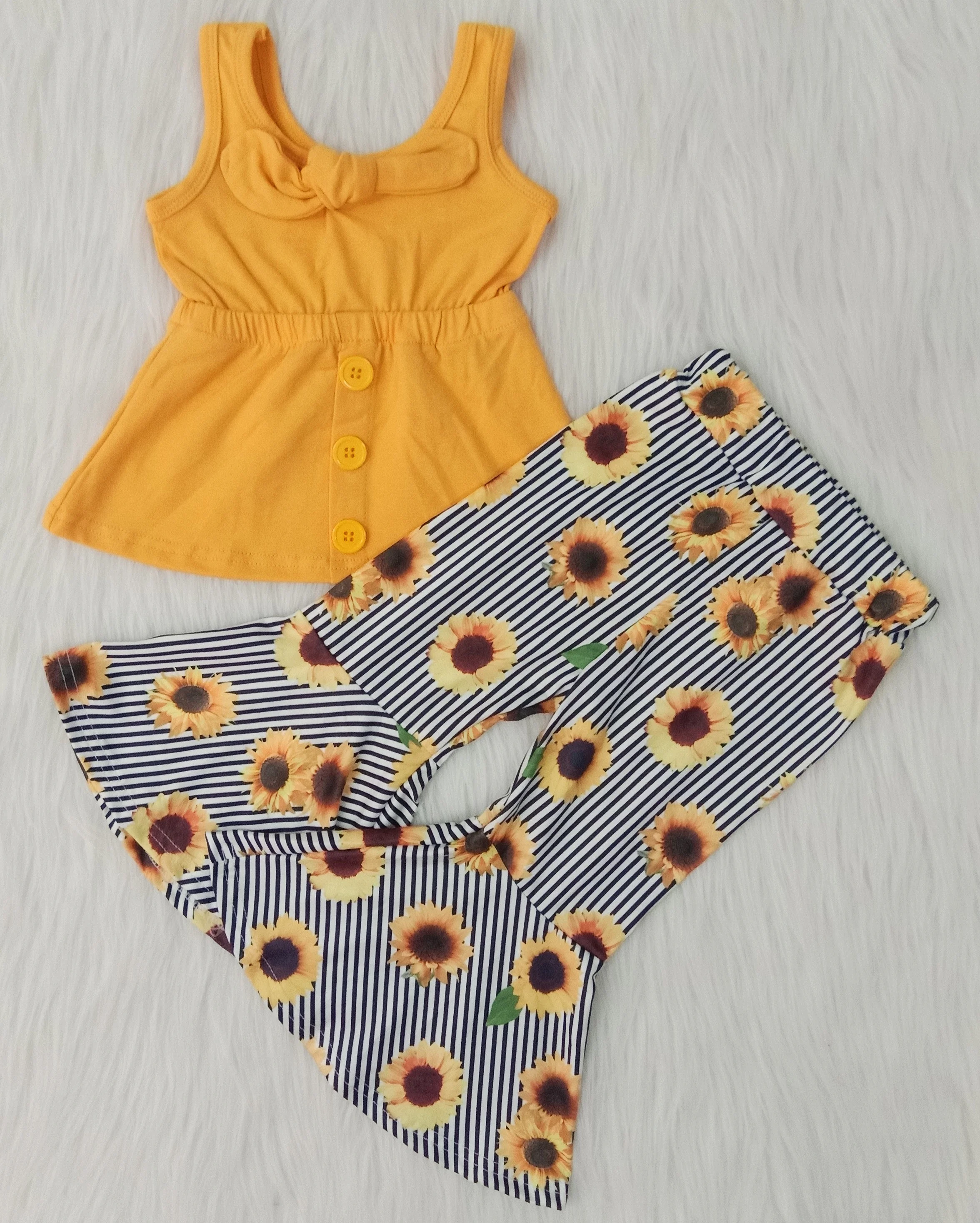 sunflower print flare pants