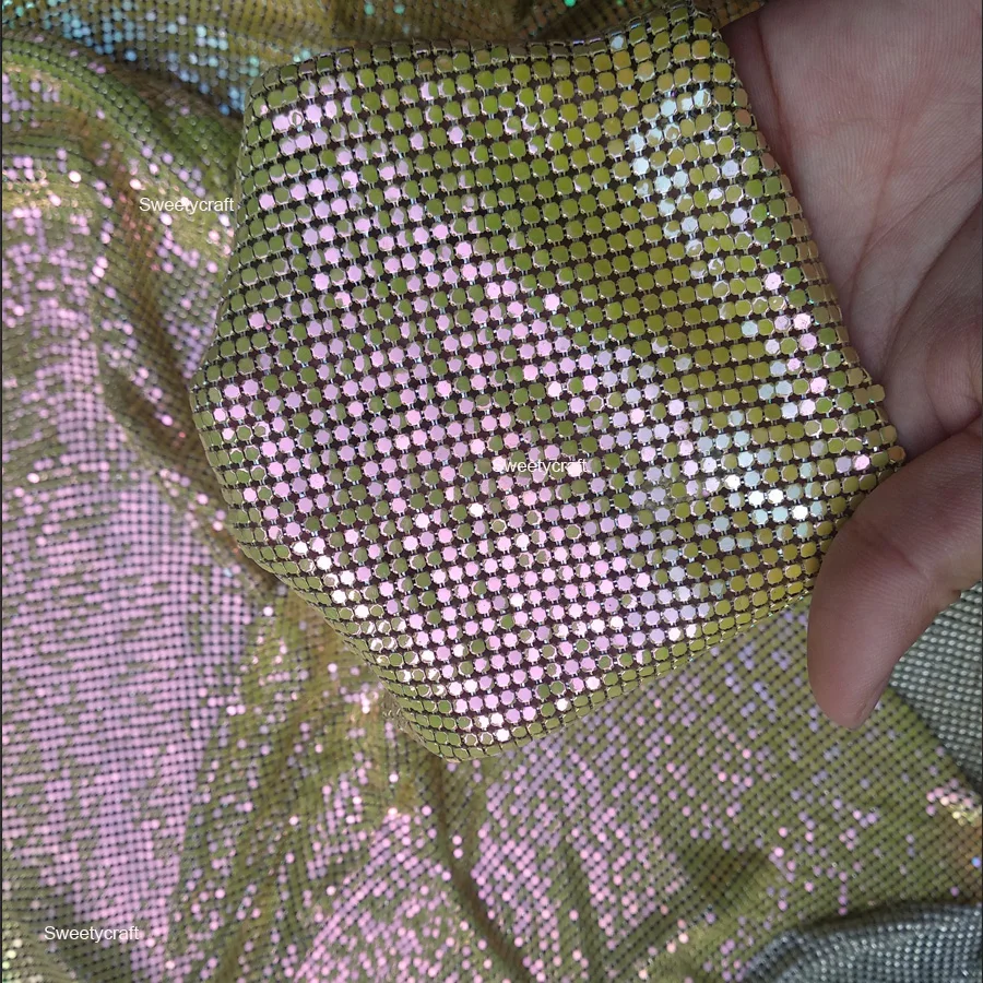 Blue Inridescent Metal Mesh Fabric 2