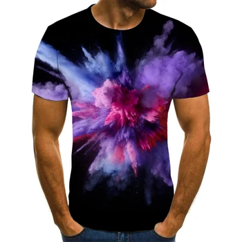 

2020 new fashion men's T-shirt beautiful starry sky colorful geometric 3D printed short sleeve summer round neck shirt trendy