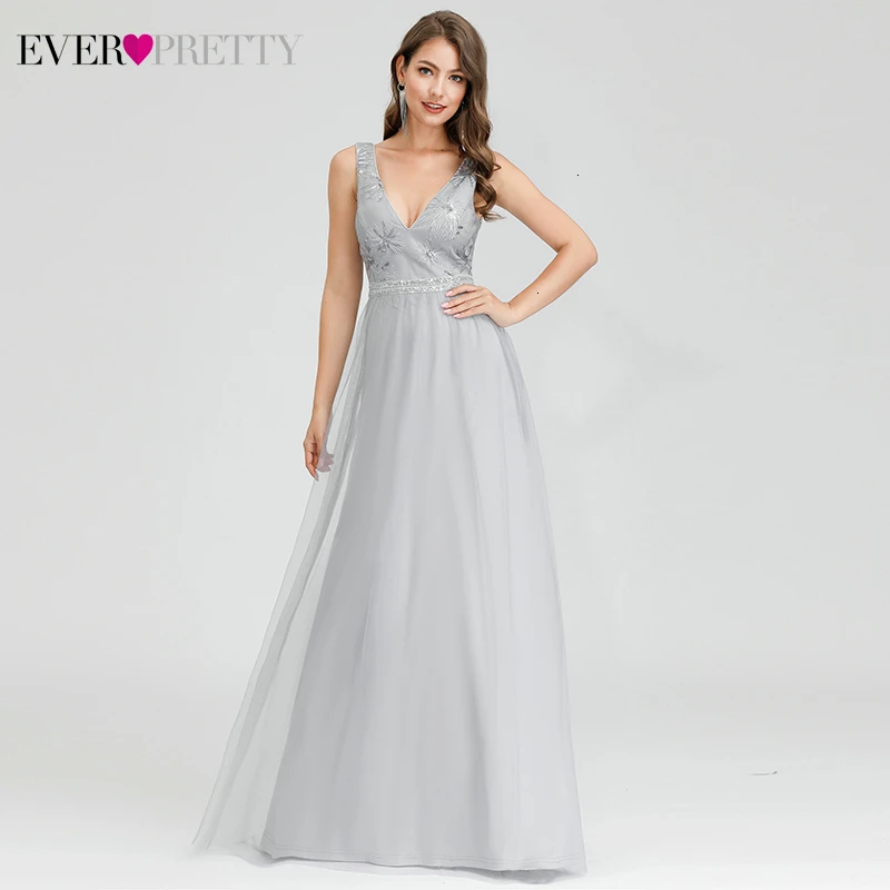Элегантное серое платье для выпускного вечера, с блестками, ТРАПЕЦИЕВИДНОЕ, с двойным v-образным вырезом, без рукавов, из тюля, вечерние платья, Vestidos Gala