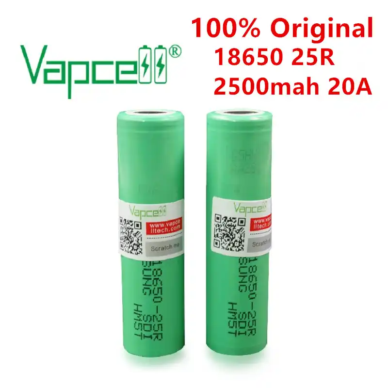 Vapcell 100 Original Inr 18650 25r 2500 Mah 20a 3 7v Rechargeable Li Ion Battery Batteries Cell For Power Tools Flashlights Rechargeable Batteries Aliexpress