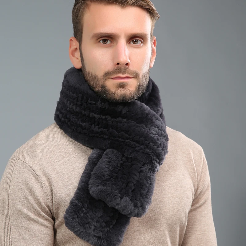 170 см длинный шарф из натурального меха кролика рекс зимний мужской меховой