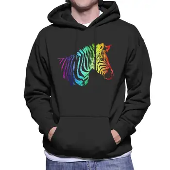 

Rainbow Zebra Mosaic Men's Hooded Sweatshirt Men Women Hoodie Sweatshirt