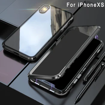 

Hot Sale Two Side Tempered Glass Mobile Phone Case Magnetic Adsorption Shockproof Cover