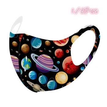 

1/6Pcs Children Mask Washable Reusable Face Cover Printing Ice Silk Mask Protection Toddler Reusable Mascara Facial Protectora