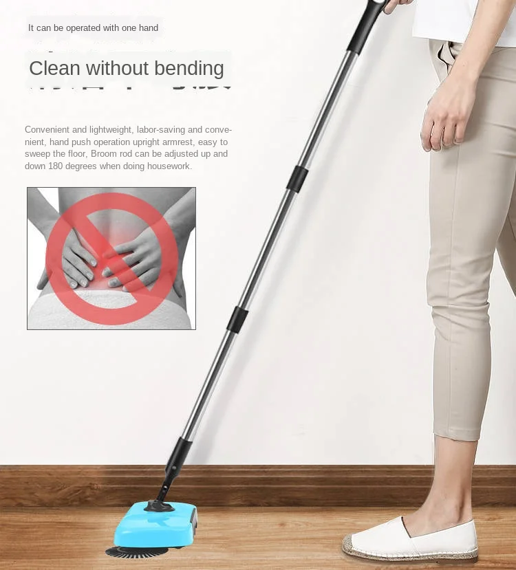 Dust-free Sweeping Machine Broom Garbage Shovel Combine Lazy Invention Push Broom Can Elderly Pregnant Women Use 2020 New E11366