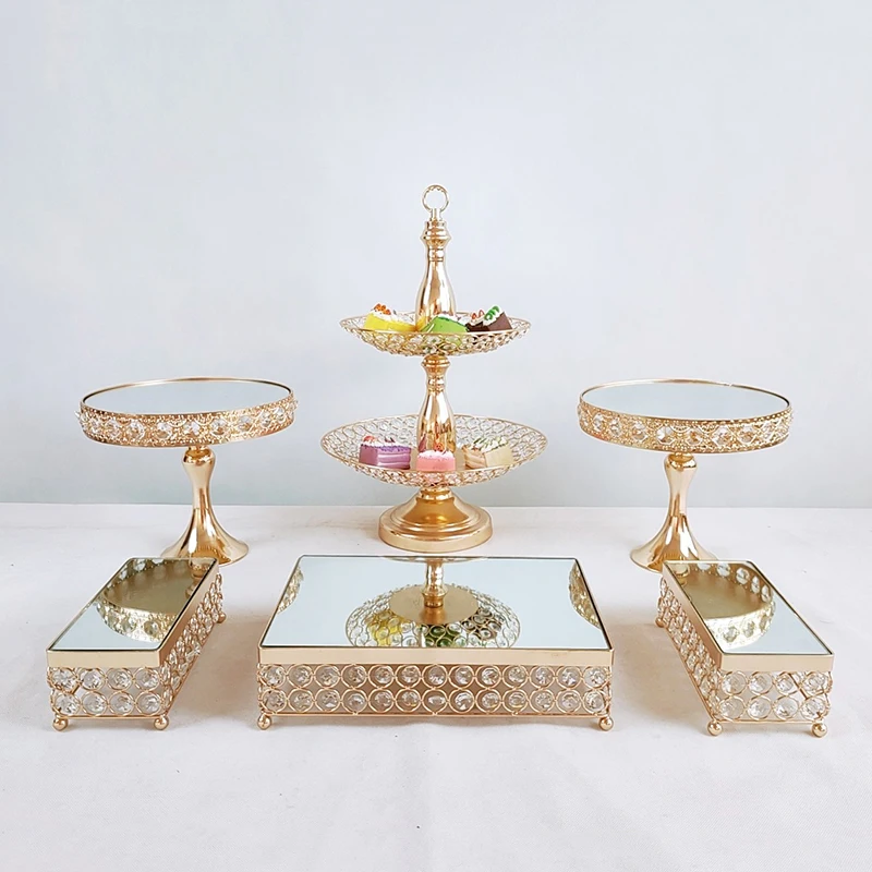 Details about   Cupcake Dessert Display Decoration Crystal Mirror Cake Stand 13pcs set 