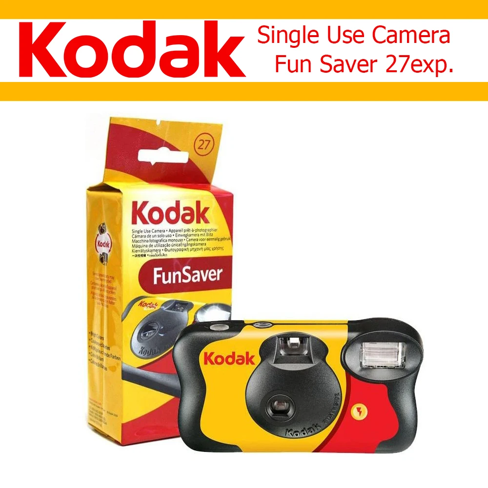 Одноразовая одноразовая пленочная камера Kodak Fun Saver 27 фотографий ручная вспышка