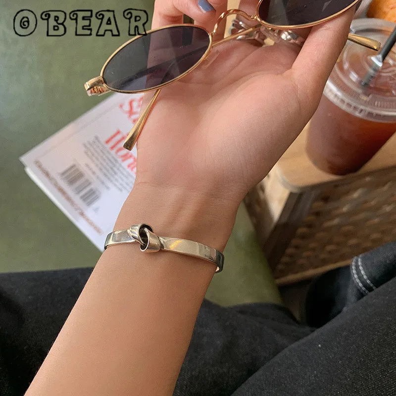OBEAR новые модные тренды посеребренный браслет с геометрическим рисунком для