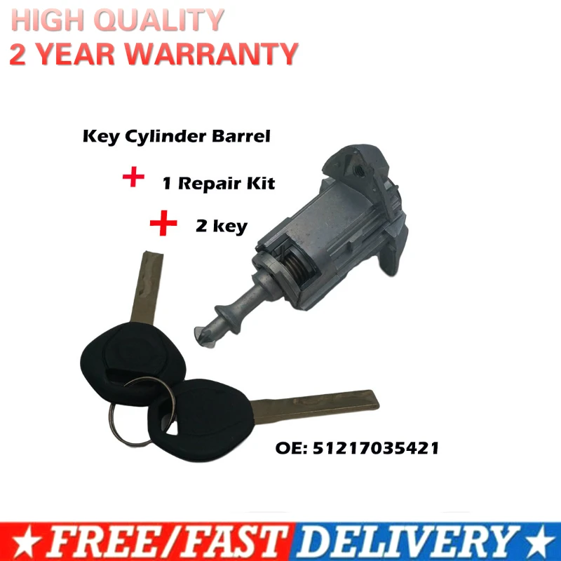 

For BMW/ X5 E53 51217035421 Left Driver Door Lock Assembly Key Cylinder Barrel + 1 Repair Kit + 2 key
